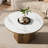 31.5-inch Solid Wood Round Coffee Table With Sintered Stone Top