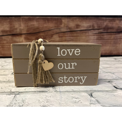 Love Our Story Wooden Book Stack