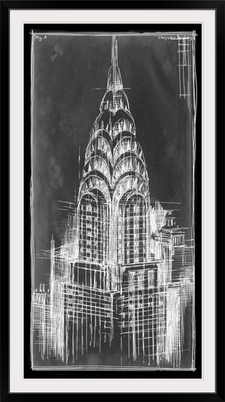 «Blueprint Chrysler» par Ethan Harper, Cadre noir, H 32 po x l 20 po x P 1 po