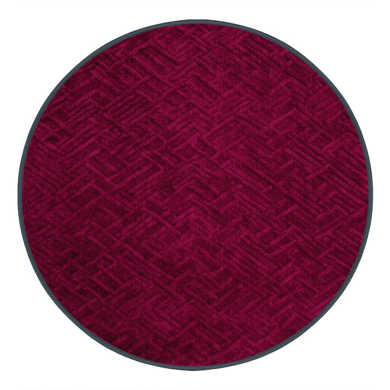 Machine Washable Trellis Red Area Rug, Round 4'