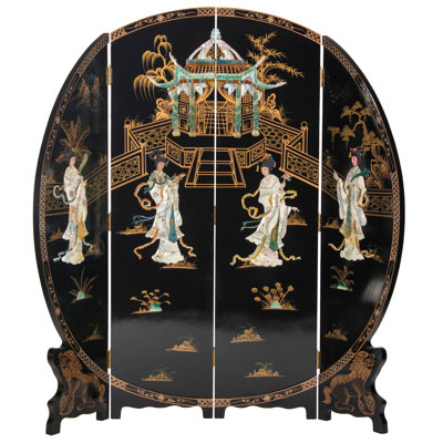 6 Ft. Tall Black Lacquer Round Room Divider - Imperial Ladies