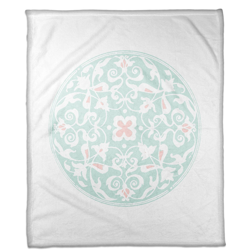 Morrocan Circle Hand Woven Throw Blanket, Teal