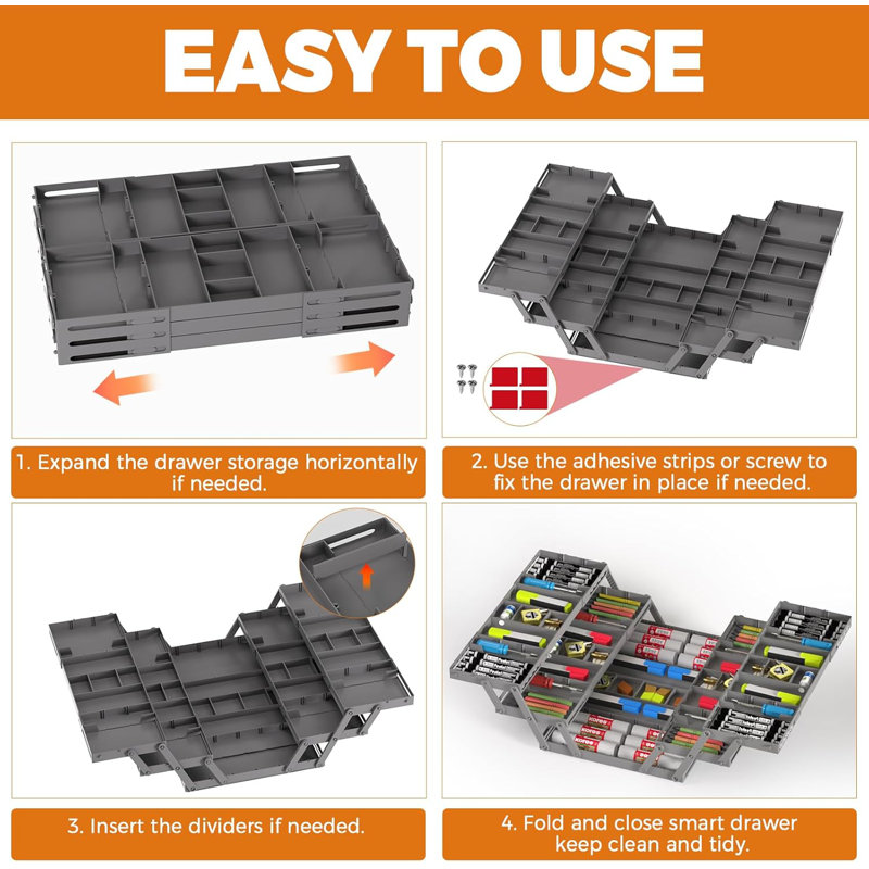 3-tier Expandable Drawer Organizer Folding Storage