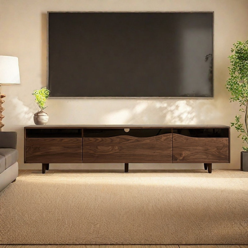 Retro style black walnut TV stand