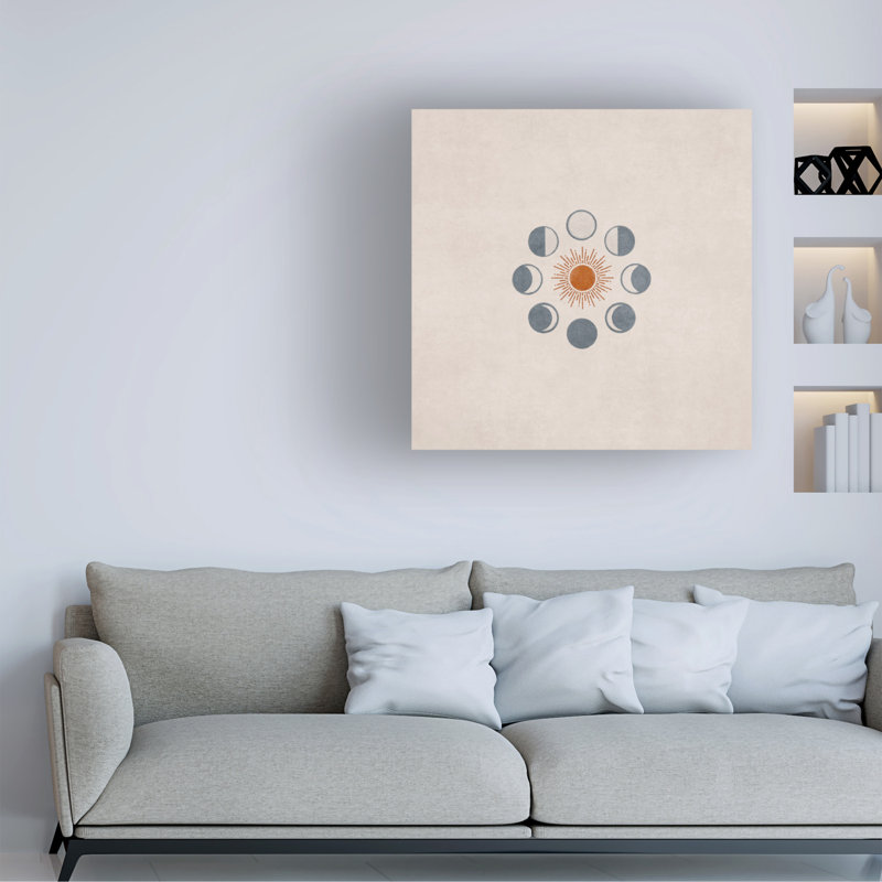 Art sur toile, bolognaise, lune, soleil, H 24 po x l 24 po