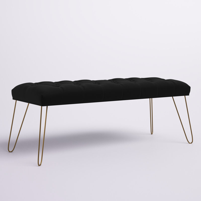 Romilda Velvet Upholstered Bench, Black