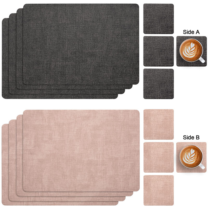 Faux Leather Placemat, Grey Pink