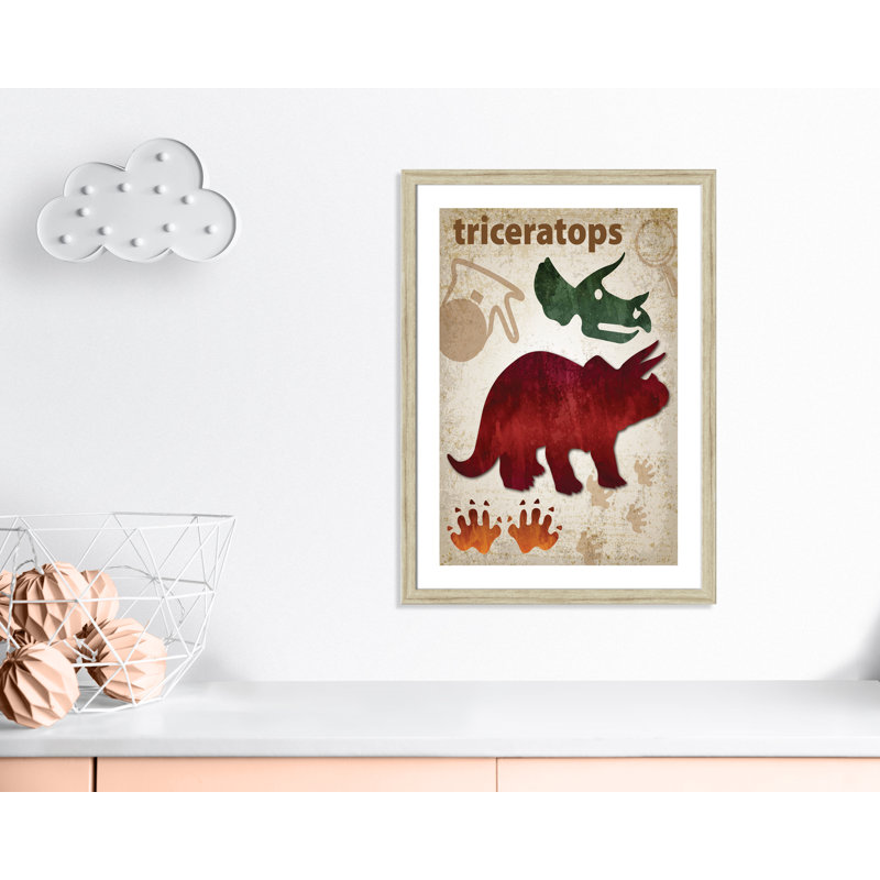 Adhésif décoratif dinosaures-04 ', H 36,5 po x l 26,5 po x P 0,625 po, Beige Flat Framed