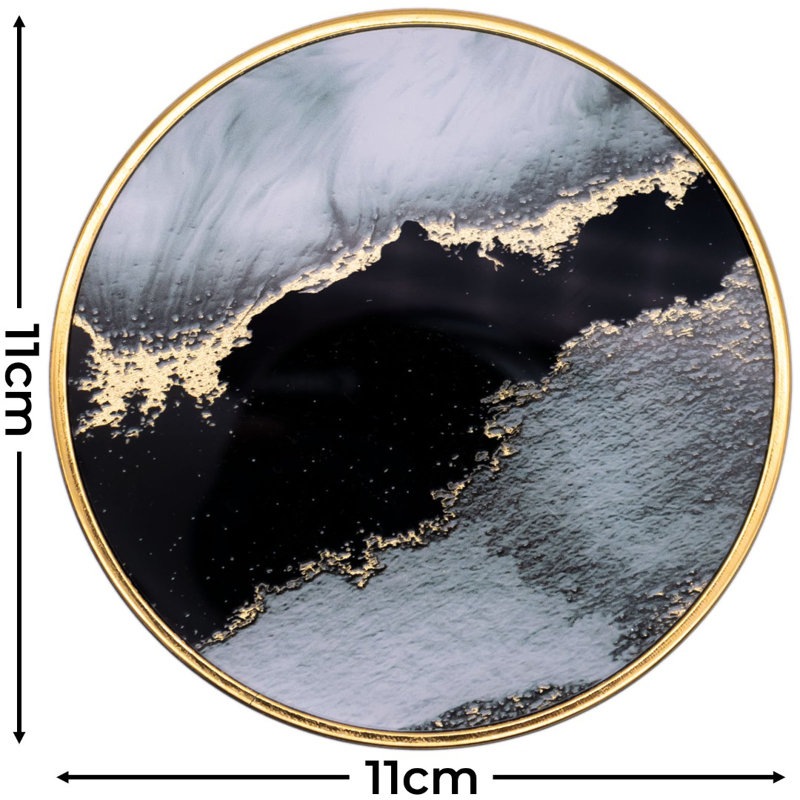 Acrylic Round 4 Piece Coaster Set With Holder