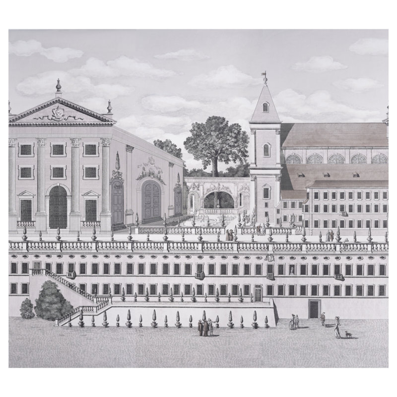 Ensemble de panneaux Schumacher x Johnson Hartig Piazza Firenze, Grisaille