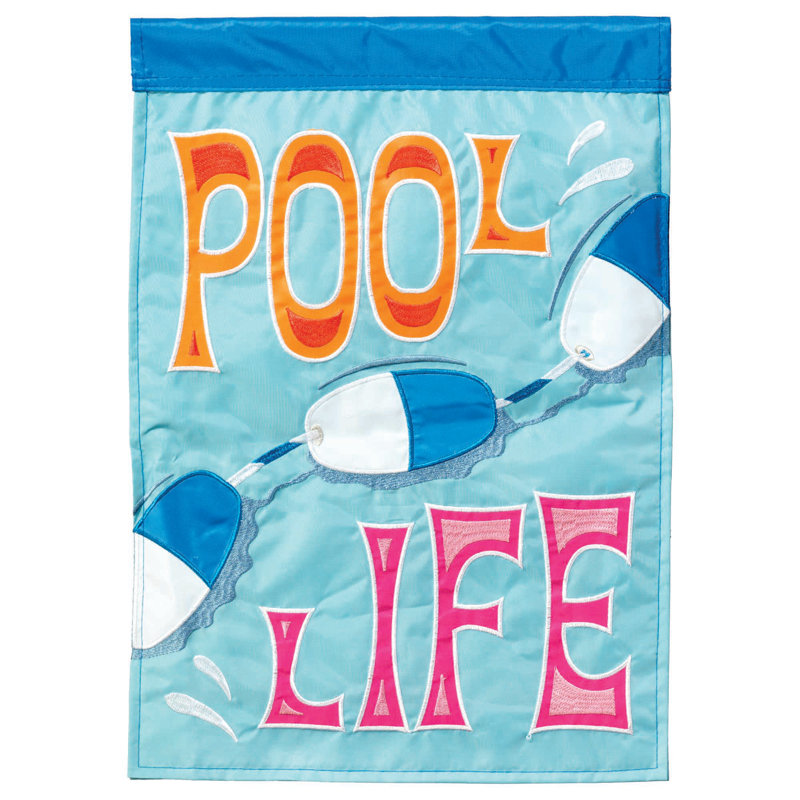 Drapeau de jardin en polyester à 2 côtés Pool Life 18 po x 13 po