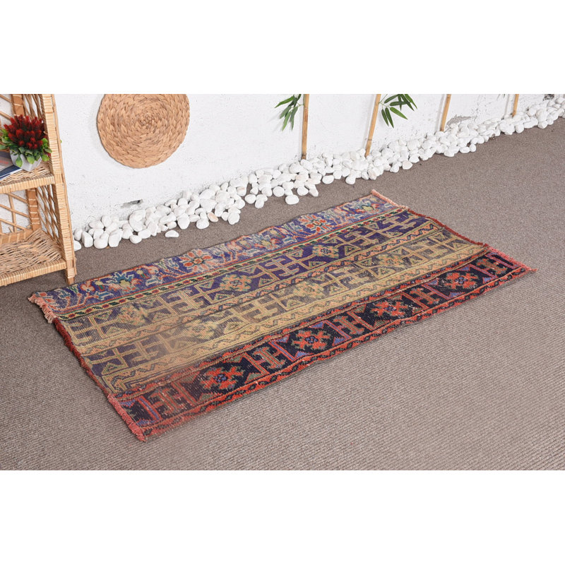 Petit tapis 2,6 x 4,8 pi, tapis turc, tapis de chambre rouge, tapis modernes, tapis géométriques, tapis rétro