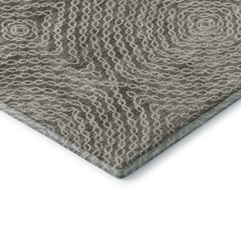 Premium Machine Washable Mayfield AMF74 Geometric Rug, Mocha, 5' x 7'6"