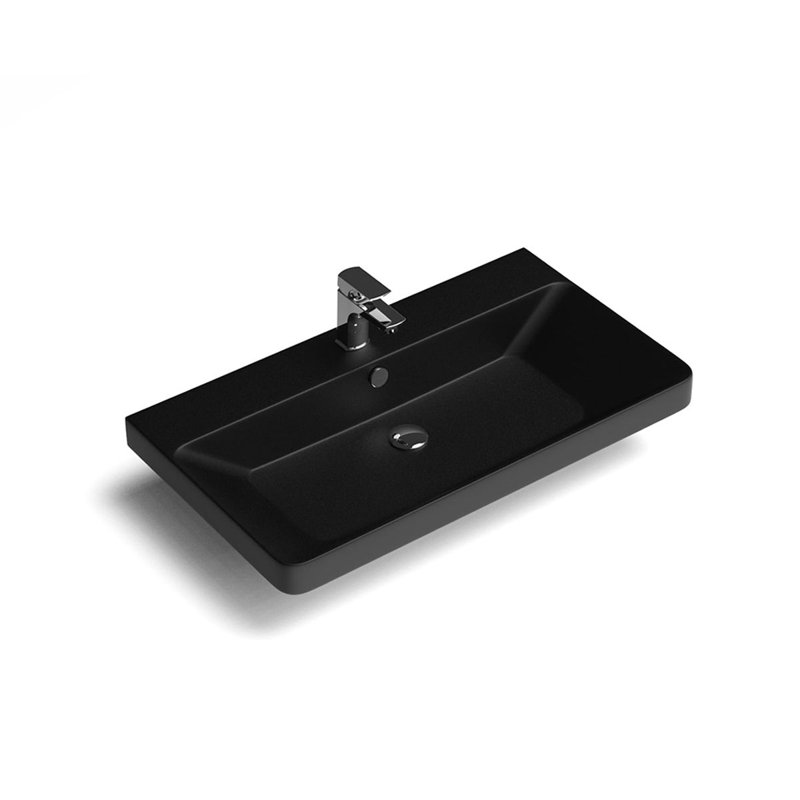 Luxury 31.7'' L Bathroom Sink, Matte Black, Single Faucet Hole