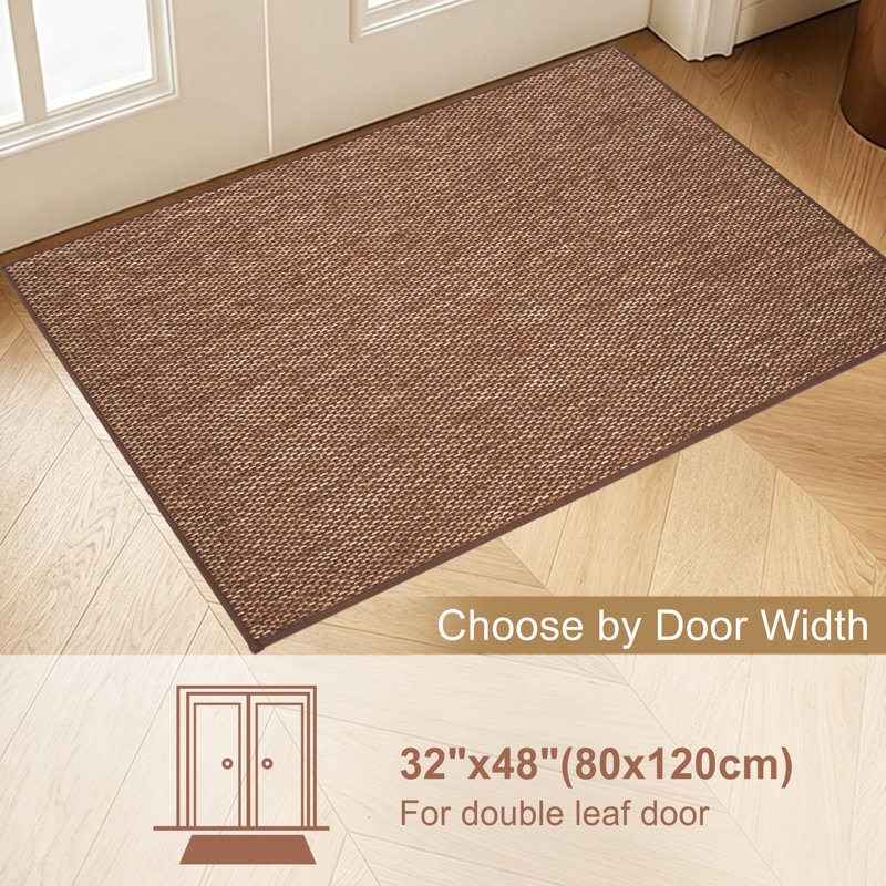 Tapis d'entrée 32 po x 48 po, tapis d'entrée sans plis, tapis d'entrée auto-adhésif antidérapant réutilisable (brun), Brun