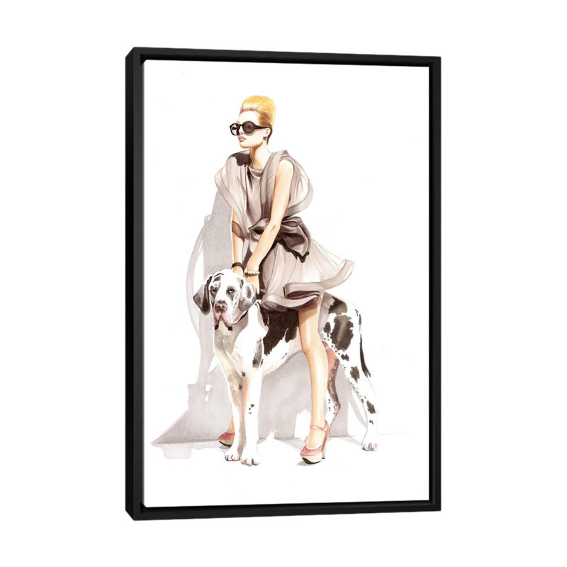 Dog 1 Piece Painting on Canvas, 101.6 cm H x 66.04 cm W, Black Framed