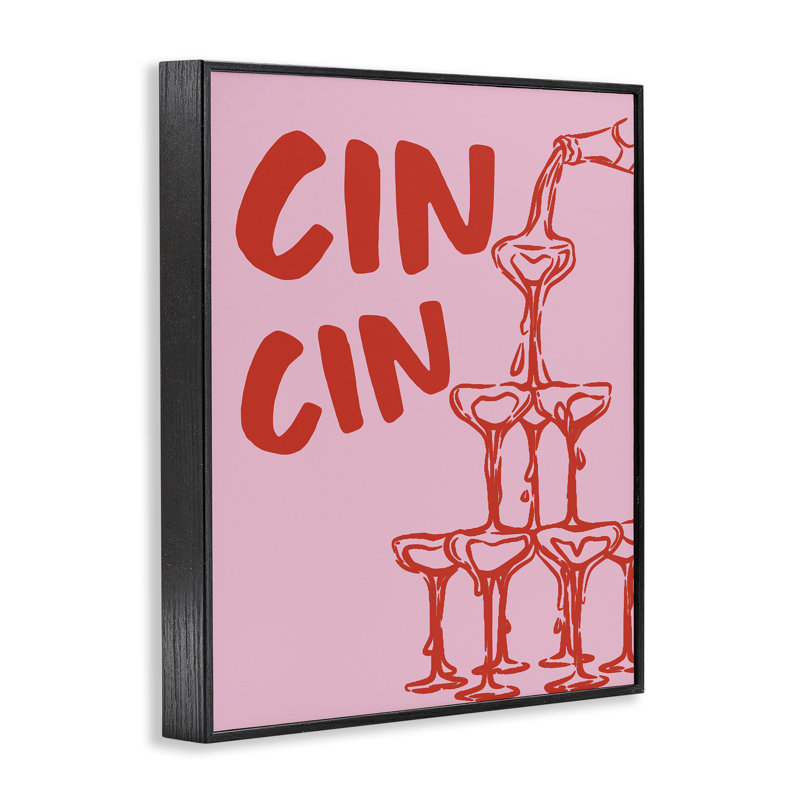 Giclée encadrée de la Tour de Champagne Cin Cin, conçue par House of Lulu, H 20 po x l 16 po, Giclée encadrée noir minuit