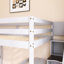 Lit mezzanine simple à structure en bois avec tiroirs de rangement, bureau et escalier-184057413