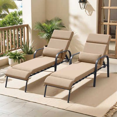 Antrea 63" Long Reclining Chaise Lounge Chair Set with Cushions and Backrest Pillows by Lark Manor