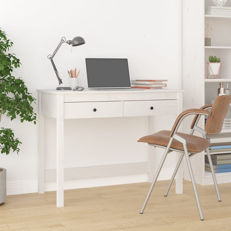Levica Solid Wood Solid Wood Writing Desk, White