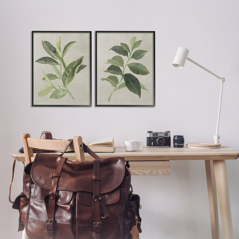«Green Tea & Coffee Plant Leaves», ensemble de 2 giclées encadrées, design par Lanie Loreth, H 20 po x l 16 po