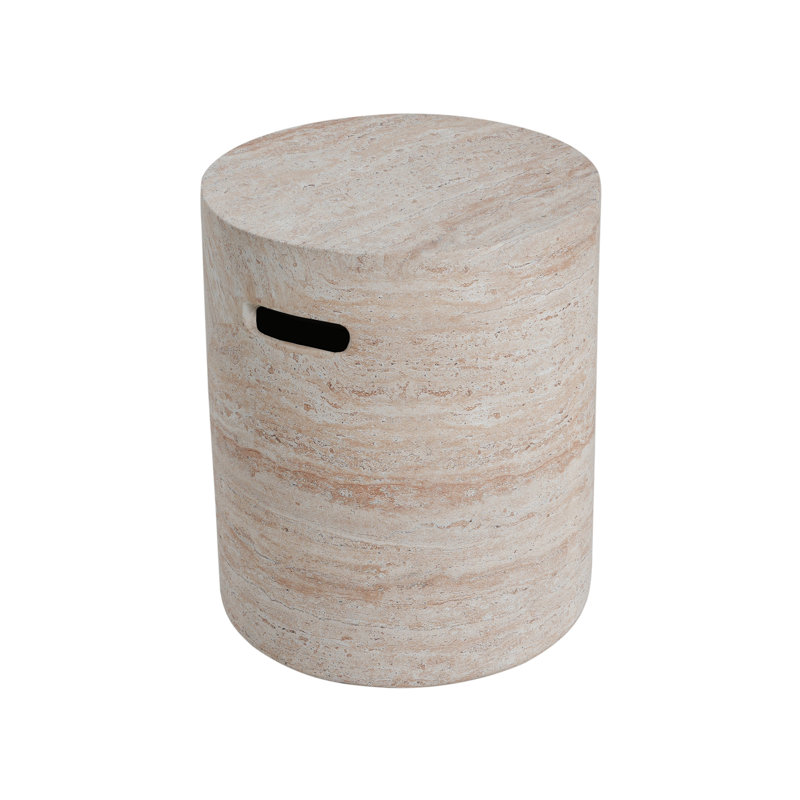 Outdoor/Indoor Lightweight Concrete Side Table With Side Handles