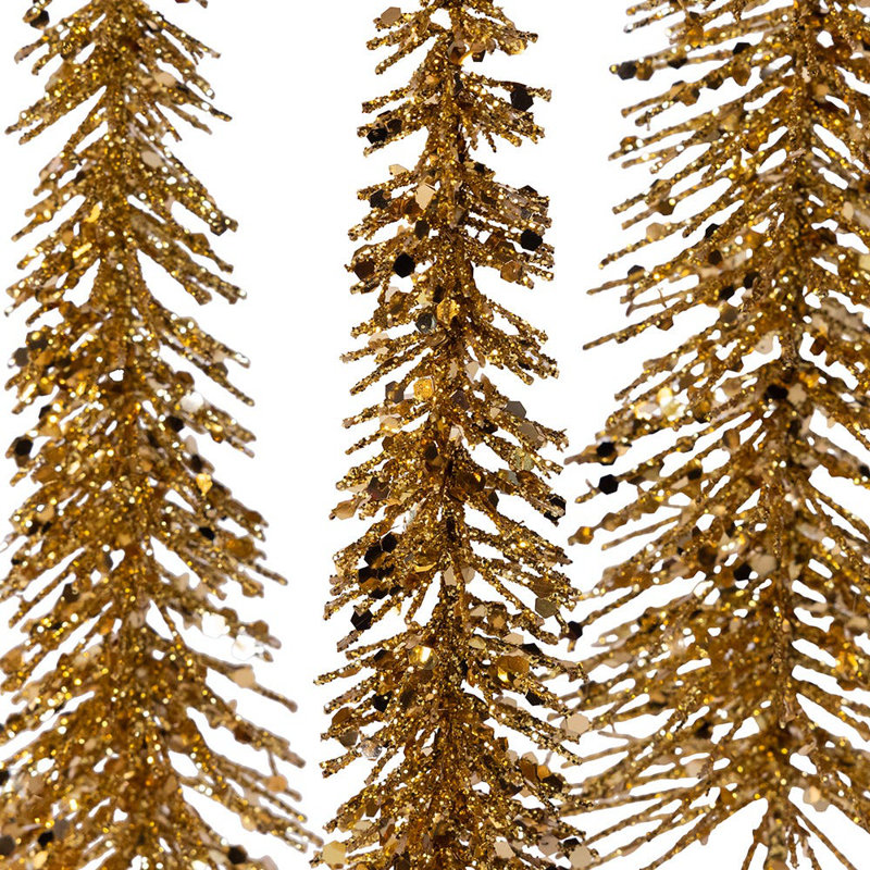 Kurt Adler Gold Glittered Miniature Tree Set, Gold