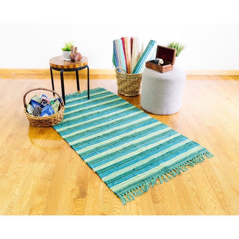 Cotton Striped Indoor Rug, Rectangle 2' x 3'