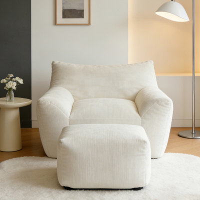 Fauteuil à billes surdimensionné pour adultes, très grand fauteuil confortable avec repose-pieds, salon confortable et siège de dortoir - comprend un repose-pieds