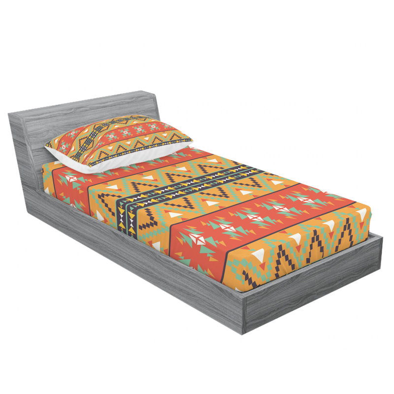 Microfiber Geometric Sheet Set, Twin Sheet Set with Fitted Sheet