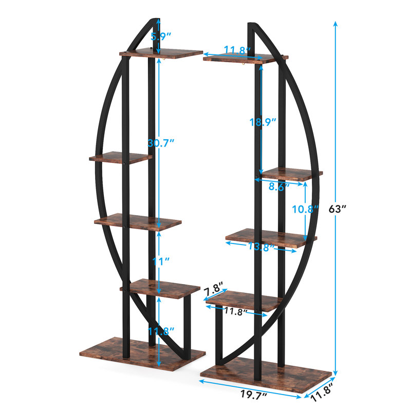 Aluin Plant Stand - Set of 2, Rustic Brown/Black