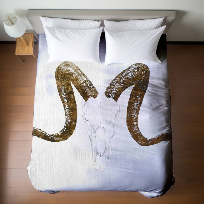 Farm Animals Rustic Duvet Cover - Aeries Skull with Horns