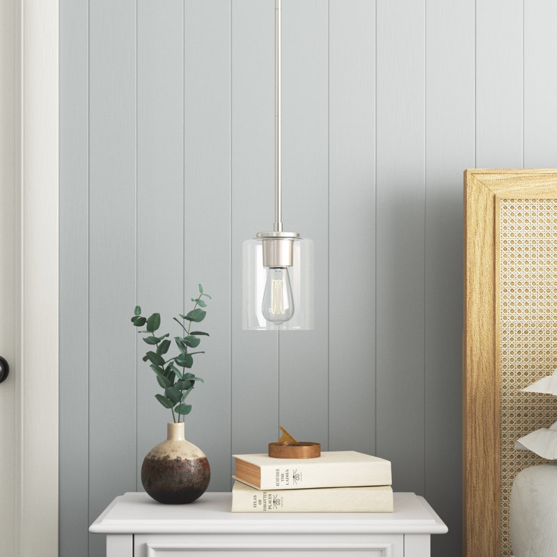Luminaire suspendu 1 lumière Raelyn, Satin platine