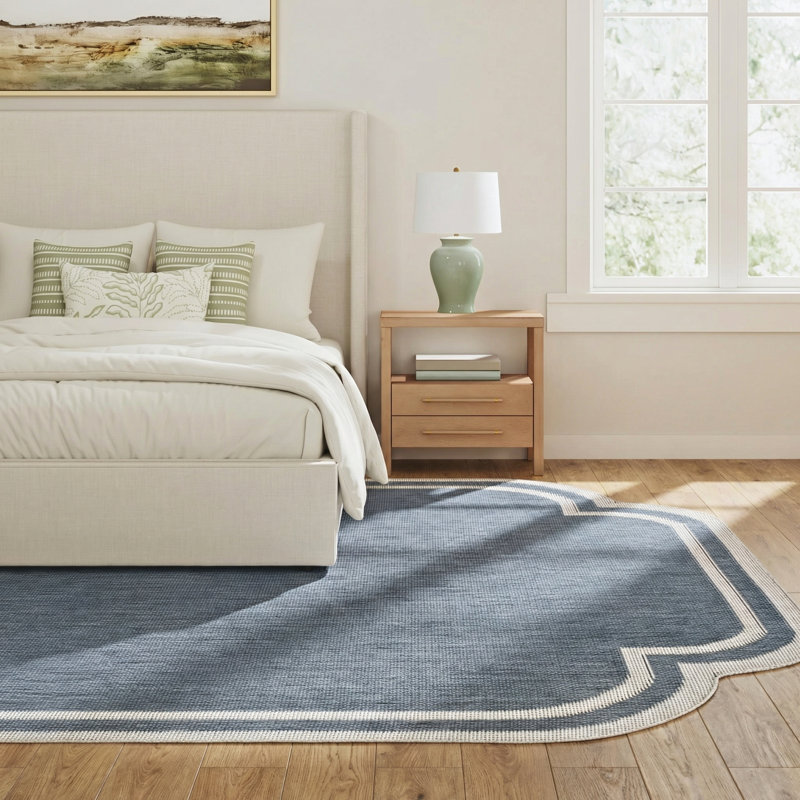 Skiles Machine Woven Rug, Rectangle 9'2" x 12', Navy/Cream