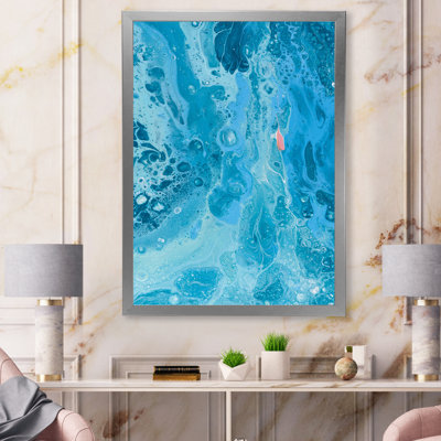Turquoise, vagues de marbre fluides - peinture sur toile