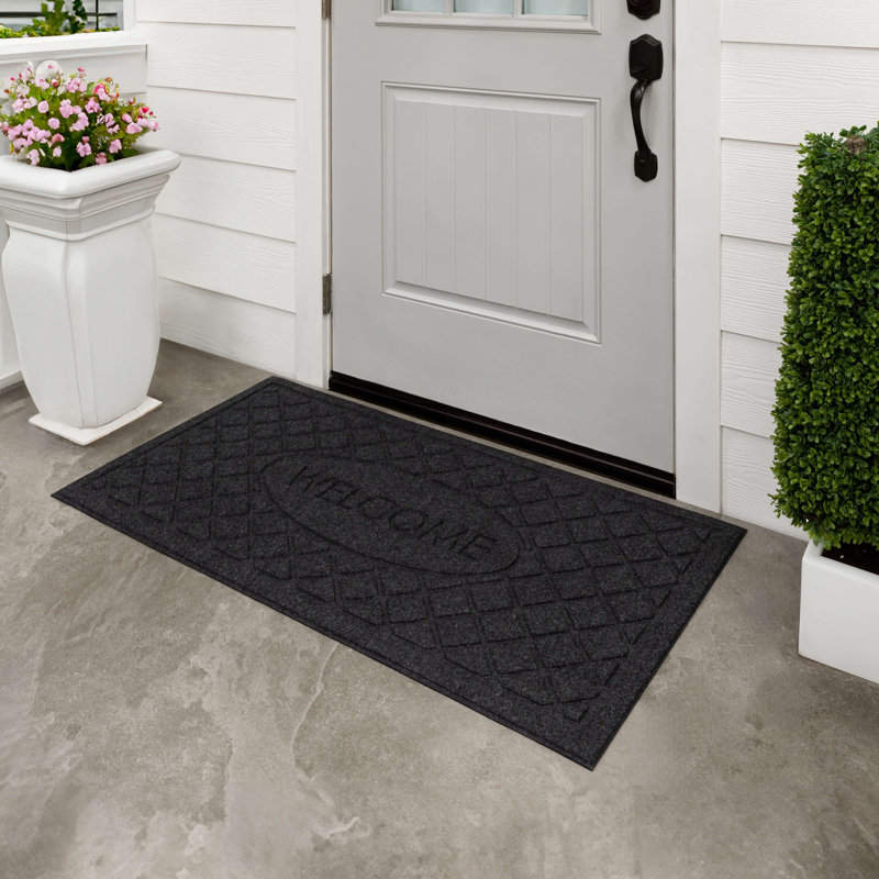 Onyx Black Outdoor Recycled Rubber Welcome Door Mat