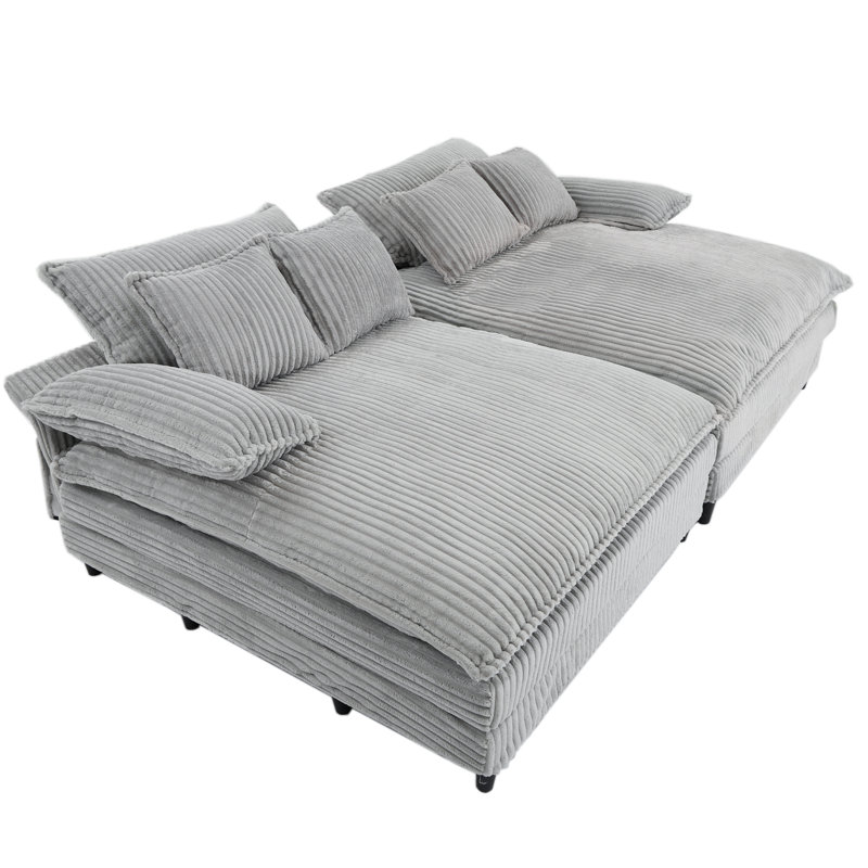 109" W Oversized Double Lounge Chaise, Gray