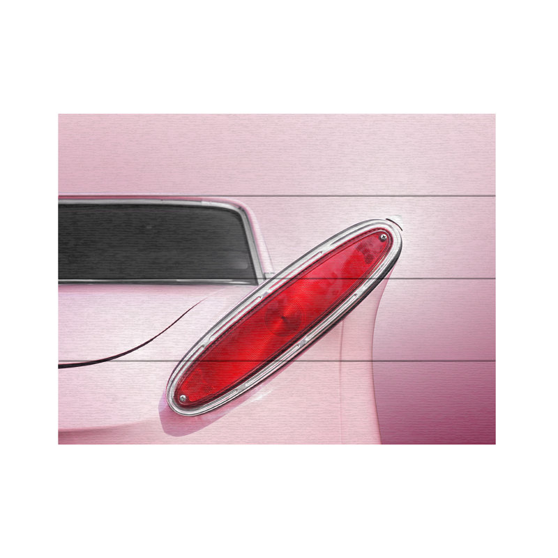 «Us Classic Car», comète, queue d'aileron abstraite sur bois, impression par Bate Gube, H 12 po x l 16 po