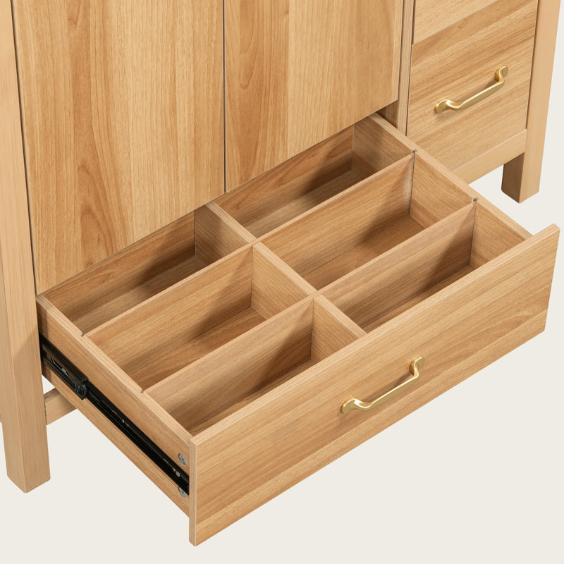 Meuble-lavabo moderne 36 po en bois avec portes à fermeture douce, 4 tiroirs, tablette réglable