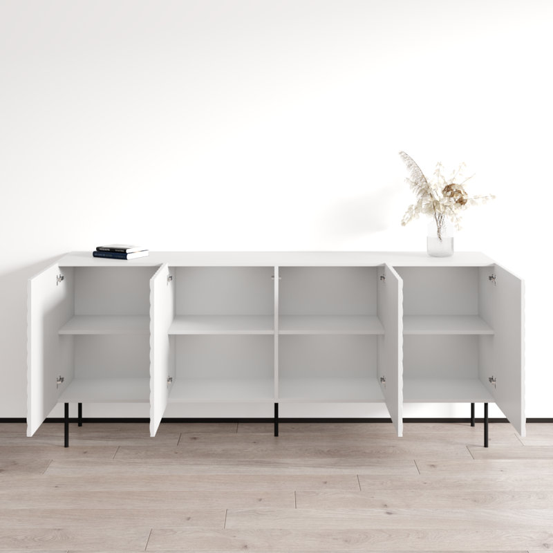Buffet 74,8 po Onda avec finition mate, Blanc