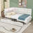 Twin Linen Upholstered Daybed with Built-in Charging Station, LED Lighting and Storage Drawers-1333776260