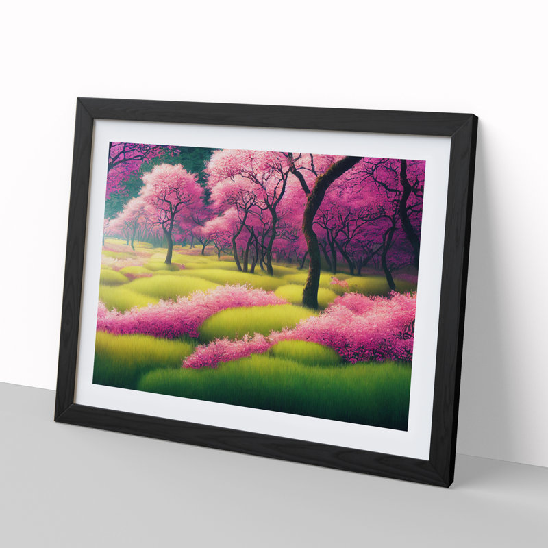 Reflective Spring Forest - Single Picture Frame Painting, Black Framed, 46cm H x 64cm W x 2cm D
