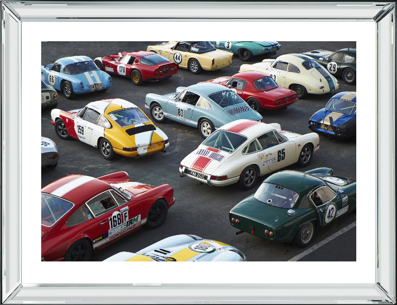 Porsche Rally - Print on Wood, Silver, 66cm H x 86cm W x 5cm D