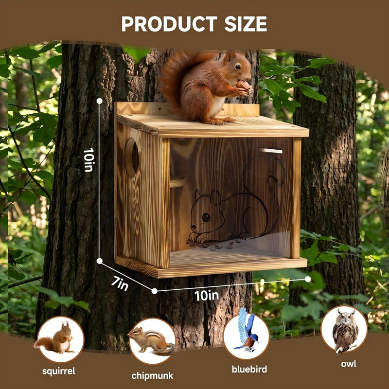 Nichoir en bois pour écureuils d'extérieur, boîte à nid pour écureuils