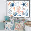«Blue and Pink Seashells on White», reproduction sur toile-67236509-67236518