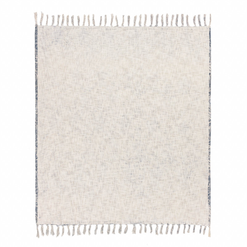 Durelle Throw Machine Woven Throw Blanket, Blue