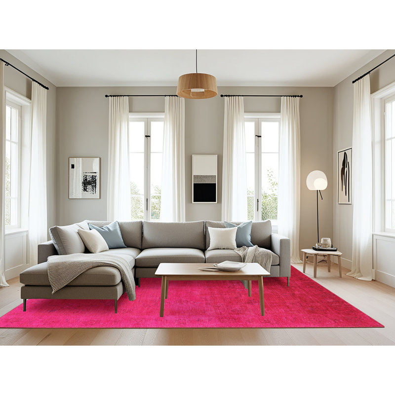 Tapis à motif oriental rose, Rectangle 8 pi x 10 pi