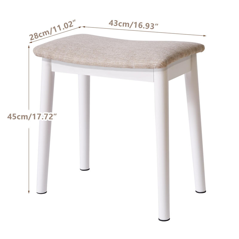 Tabouret de coiffeuse à coussin de selle, repose-pieds avec pieds en bois massif, banc de coiffeuse moderne pour piano, siège rembourré, pieds et lin clair