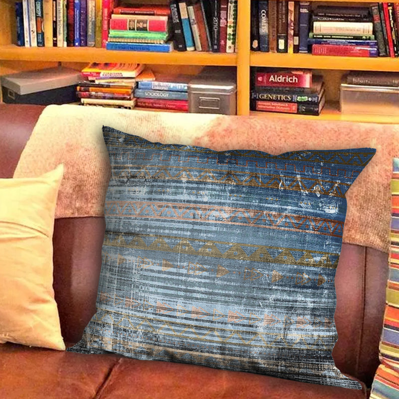  Housse et insert de coussin carré délavé pour l'extérieur, 16 po x 1 po, Bleu