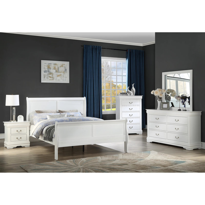 Tête de lit pleine grandeur en bois massif blanc de la collection, bas de tiroir, profil bas pour un lit confortable